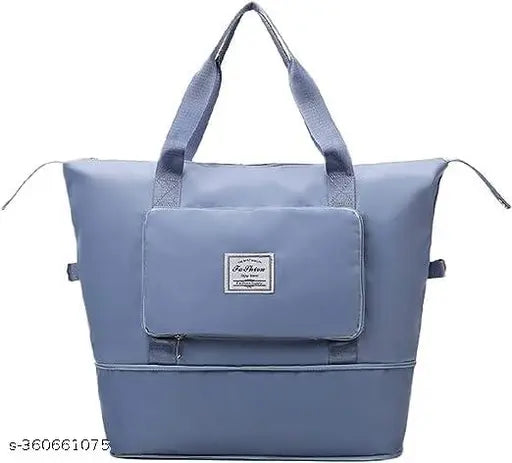 Waterproof polyester large capacity folding travel bag for ladies, durable and lightweight designer handbag with 3 compartments, suitable for carry-on luggage and everyday use