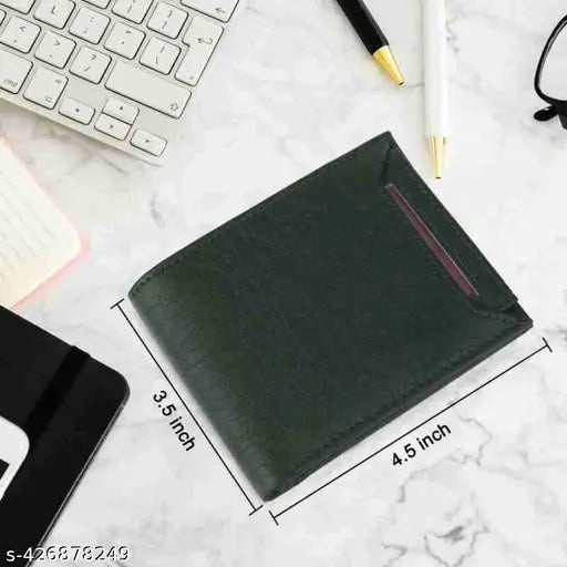 Black faux leather men's wallet (8 card slots), durable, classy, and elegant design, perfect gifting option with 3 credit card slots, 2 secret compartments, and 2 currency compartments. Indian origin