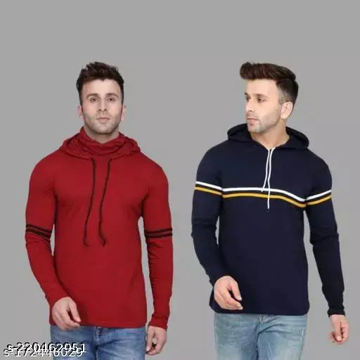 Striped polycotton long sleeved t-shirts (2pcs): Stripe & Mass, Indian fashion