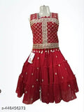 Red georgette embroidered kurti & palazzo Sharara set - trendy stylish Indian outfit for girls