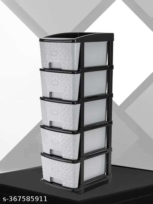 Grey plastic 5xL drawer storage organizer for clothes, books, shoes, toys, socks, files etc