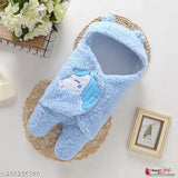 Blue cotton blend comforter, Naman embroidered wearable baby blanket, fully covered and soft for cozy sleep