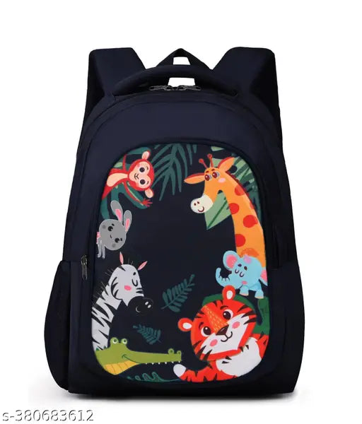 Blue waterproof polyester school backpack with pencil stationery pouch, ideal for school-going boys and girls. Versatile bag features two main compartments and can hold laptops up to 17 inches, great for daypacks, picnics, or outdoor activities. Made of durable material with a free size (25 cm x 15 cm x 5 cm)