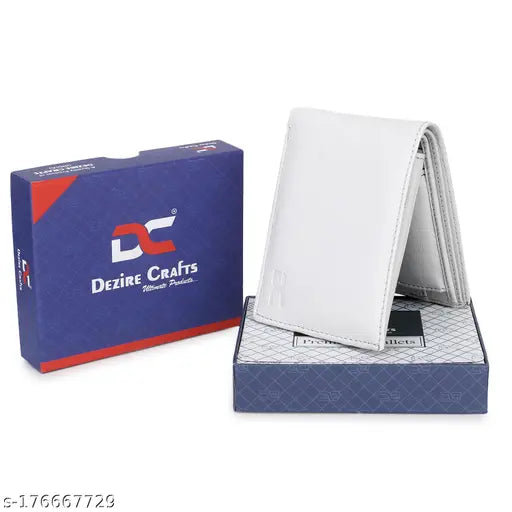 Solid leather Dezire Crafts DC branded men's wallet, featuring 2 compartments for cash and cards, slim feel, PU leather texture