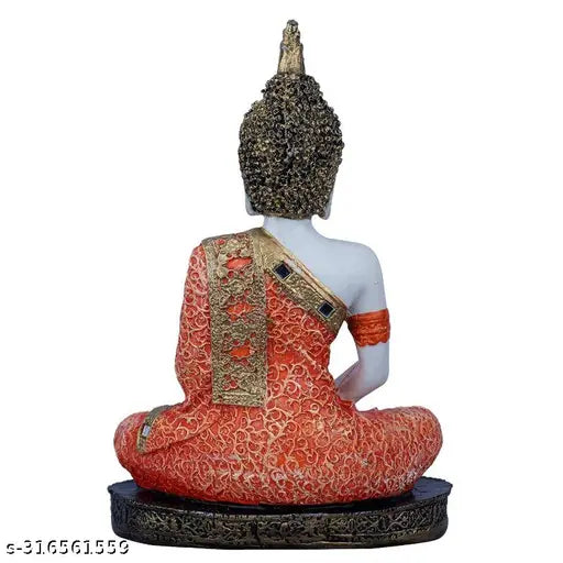 Multicolor meditating Lord Buddha statue (10cm x 17cm x 22cm), crafted from polyresin. A symbol of peace for home, office, or as a gift, originating in India