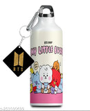 Aluminum BTS printed sports sipper water bottle (600ml) with square keychain - unique and trendy design for gym, yoga, or any lifestyle event