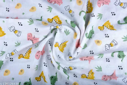 Green plus print dinosaur-themed muslin swaddle blanket (100cm x 100cm), pack of 3 - Organic cotton for cozy nursery essential