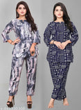 Rayon printed night suit for women, three-quarter sleeves pyjamas, made in India
