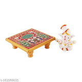 Marble & polyresin Pagri Ganesh with marble chowki - Exquisite spiritual addition for pooja mandirs, offices, and home decor; perfect gifting on Diwali, birthdays, festivals. (123 characters)