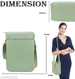 Faux leather sling bag, classic style, spacious compartment, solid net, free size