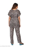 Soft satin kaftan night suit & pyjamas with pocket in printed pattern, ideal for sleepwear & loungewear