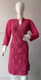 Woolen printed kurti, three-quarter sleeves, warm and fancy Indian women's wear