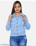 Denim jacket for girls, cool rough look with colorblocked pattern. Long sleeves, suitable for casual wear, size fits 26-30 bust and waist (India origin)