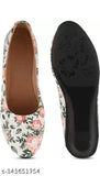 White synthetic ballerinas from Imporio Fashion Hub, printed design, slip-on style, attractive for women