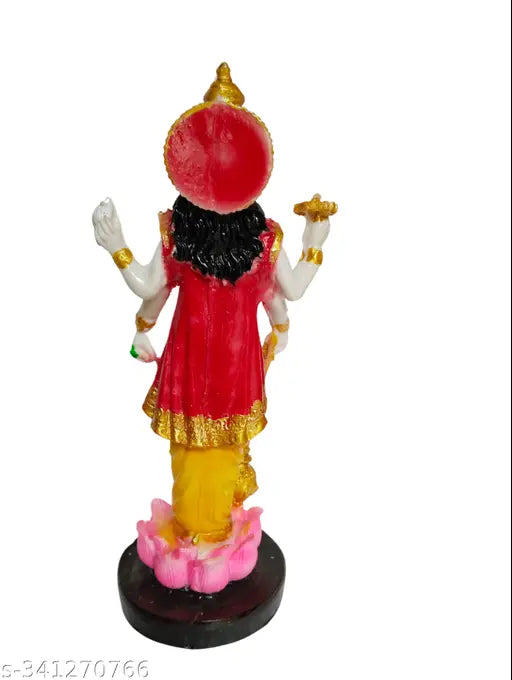Multicolor polyresin Lord Vishnu statue showpiece, 22cm tall for home decor, Indian handicraft artifact