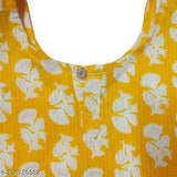 Sunshine Sprinkle kids Haldi ceremony yellow cotton anarkali kurti & Sharara set with intricate Sanganeri Kantha print, perfect for festive occasions