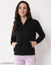 Black fleece long sleeve zip-up hoody for women/girls, 100% high-quality assured, comfortable and cozy