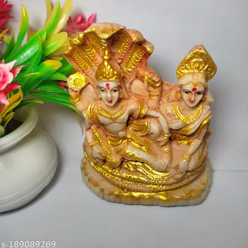 Handcrafted resin Lakshmi Narayan Murti (12x12x9 inches, 250g), Hindu god idols for home and office, symbolizing wealth, prosperity, protection, and wisdom. Made in India