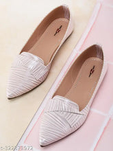 Cream synthetic leather ballerinas by Shezone - elegant slip-on women's footwear for quality and style