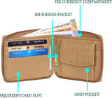 Brown PU leather men's wallet, classic design with 2 compartments and slip pocket