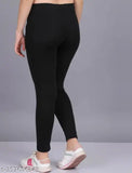 Black Lycra jeggings with pocket, women's athletic wear for yoga and gym
