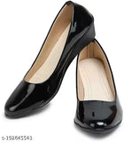 Patent leather ballerina shoes for women and girls, pack of 2 in solid design, slip-on style from India