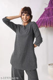 Women's rayon slub printed co-ord set, three-quarter sleeves, hand-printed all over, casual to formal wear, India origin