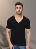 Black half-sleeve printed Wild West V neck cotton t-shirt for men, stylish and trendy