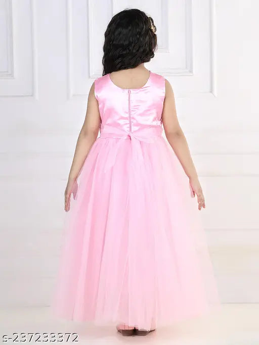 Pink embellished net party gown for girls, age 1-4 years, India origin
