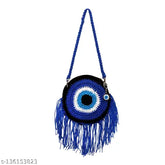 Colorblock polyester Evil Eye sling bag, free size boho accessory from India