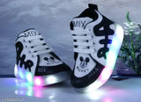GlowT101 blue synthetic kids' shoes with LED lights, ideal for active outdoor play and easy Velcro closure