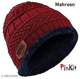 Arcylic fur beanie, unisex warm winter cap from Hriday Woolen, made in India