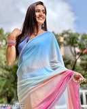 Multicolor Georgette fabric Bollywood Aaliya Bhatt saree with digital print and fancy lace border, free size, 5.5m length