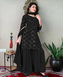 Georgette Sharara set for women, printed three-quarter sleeve Kurta with dupatta and bottomwear from India