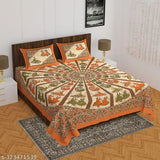Jaipur print 100% cotton bedsheet with 2 pillow covers, summer-ready bed essentials in Jaipuri design
