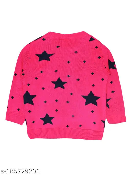 Woolen winter sweatshirts for girls by CHIMPRALA, printed net design, long sleeves, keep kids warm and comfortable, size 9-24 months, made in India