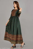 Green Rayon Boat Neck Kurti with Lovelight Foil Print, three-quarter sleeves, perfect for various occasions, made in India