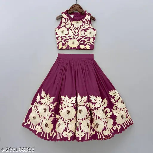 Georgette fabric embroidered lehenga choli for girls, Indian ethnic wear in various sizes from 2-8 years