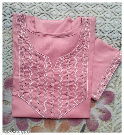 Rayon slub sleeve embroidered straight fancy kurta combo pack for women, two pieces featuring intricate border designs, M size with bust measuring 39 inches, Indian origin