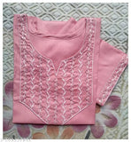 Rayon slub sleeve embroidered straight fancy kurta combo pack for women, two pieces featuring intricate border designs, M size with bust measuring 39 inches, Indian origin