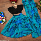 Embellished floral georgette Chaniya Choli with dupatta set for girls aged 2-8 years, Indian ethnic wear