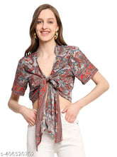 Multicolor wrap-style crop top with short bell sleeves, art silk fabric, free size, versatile style - Indian export