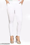 Cotton Lycra cigar pant white, stretchable and pocketed, modern casual wear for women (size 26-42)
