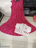 Pink cotton ankle-length Anarkali Kurta with Shifli Jacket, printed combo for girls, trendy Indian ethnic wear, size M (Bust 38in, Length 50in)