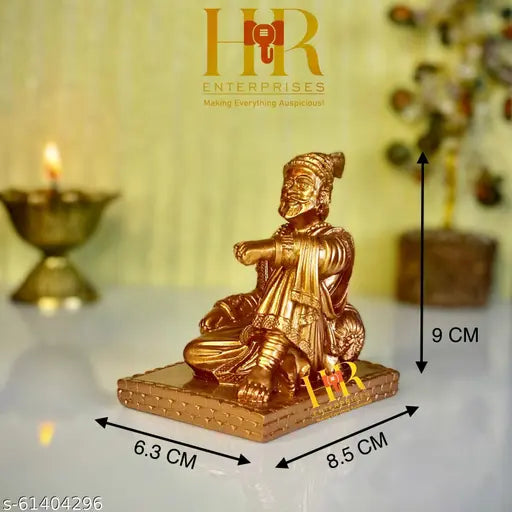 Copper Chhatrapati Shivaji Maharaj Statue, handcrafted poly resin artifact for home decor and gifting