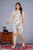 Stylish cotton printed nightsuit: short top & shorts set, ideal for beach & summer wear (India)