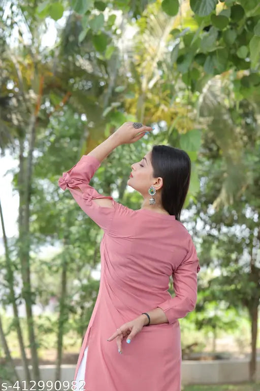 Rayon Kurta Plazzo set, solid-colored Indian traditional outfit with palazzos bottomwear for women