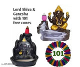 Resin Divcoll Shiv & Ganesha Smoke Backflow Combo with free 101 pcs scented cones. Indian God idol combo for home decor or gifting