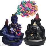 Handcrafted resin Krishna idol with backflow incense burner, perfect for home decor and gifting. Showcases smokey waterfall effect with scented smoke