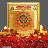 Hawai 24k gold-plated wooden framed Shree Mahamrityunjay Yantra, 26x26cm, Indian origin, office/home decor for worship use